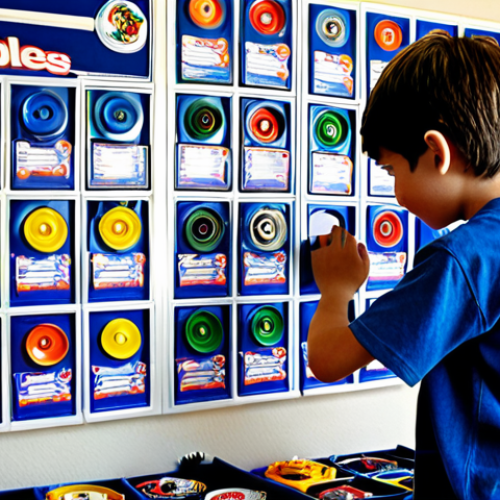 Home 11 **
A young Blader, around 12 years old, carefully arranging their Beyblades in a new organizer box. The organizer is brightly colored plastic with individual compartments. They are fully clothed in casual, modest clothing: jeans and a t-shirt with a Beyblade logo. The background is a tidy bedroom with posters of Beyblade characters on the wall. Safe for work, appropriate content, fully clothed, family-friendly, perfect anatomy, correct proportions, natural pose, well-formed hands, proper finger count, natural body proportions, professional photography, high quality.
**