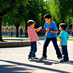 Nostalgic Beyblade Duel**

"Two children in a sunny park in Madrid, Spain, battling with early 2000s-era Beyblades. One child is using a Dragoon, the other a Dranzer. They are surrounded by other kids watching with excitement.  The park has a playground in the background, and families are enjoying a typical afternoon.  Fully clothed, appropriate attire, safe for work, perfect anatomy, natural proportions, family-friendly scene, professional photography, high quality, nostalgic."

**