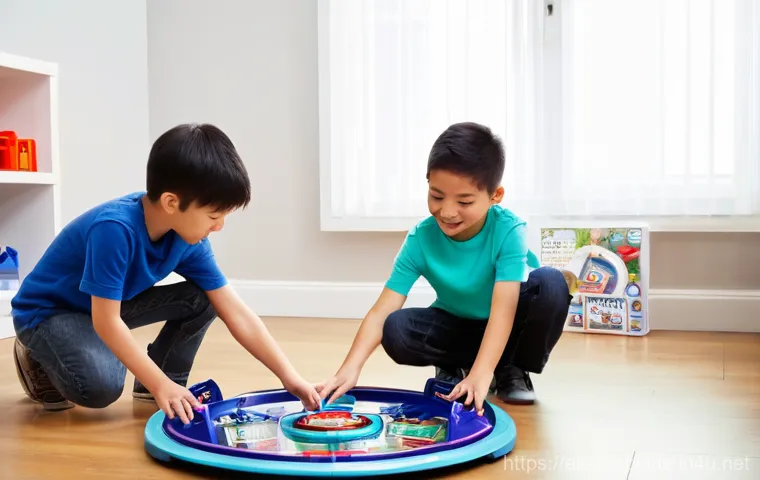 베이블레이드 어린이용 안전 제품 - Image Prompt 1: "The Beyblade Safety Guardians"**