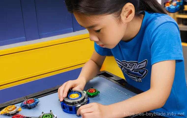 베이블레이드 메탈 퓨전 기술 - "A male Beyblader, approximately 15 years old, demonstrating a precise, angled launch. He wears a vi...