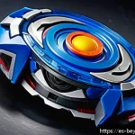 베이블레이드 블레이드 재질의 변화 - A highly detailed close-up of a modern Beyblade attack layer made from reinforced plastic, showcasin...