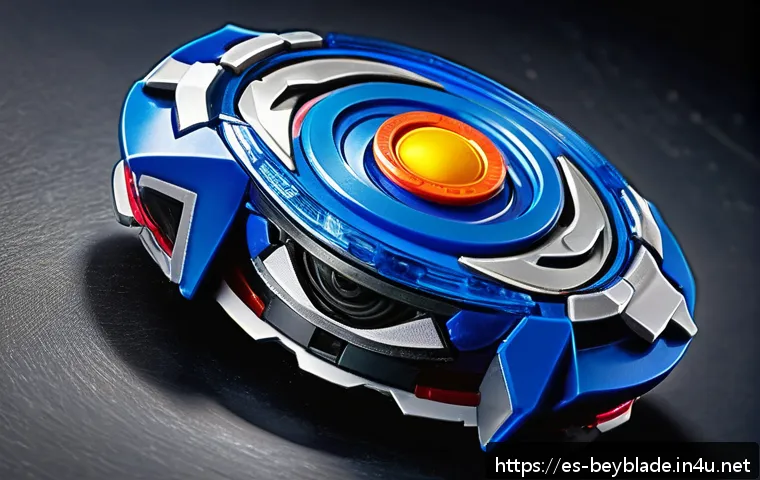 베이블레이드 블레이드 재질의 변화 - A highly detailed close-up of a modern Beyblade attack layer made from reinforced plastic, showcasin...